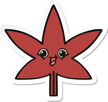 Bir insan tarafından çizilmiş güzel bir sonbahar yaprağının çıkartması.