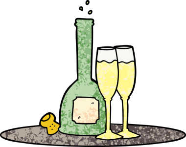 Bir insan tarafından çizilmiş şampanya tepsisi.