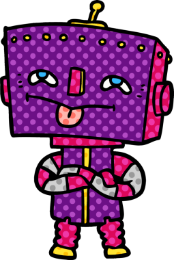 Bir insan tarafından çizilmiş çizgi film robotu