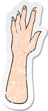 Bir insan tarafından çizilmiş bir karikatür elin gerilmiş çıkartması.