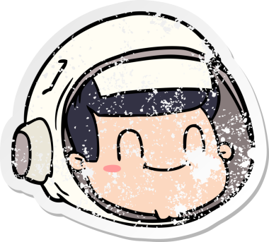 Bir insan tarafından çizilmiş karikatür astronot yüzü.