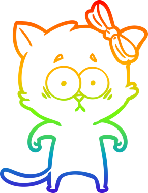 gökkuşağı gradyanı çizimi bir insan tarafından çizilmiş çizgi film kedisi