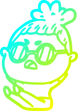 Bir insan tarafından çizilmiş bir çizgi filmin soğuk gradyan çizimi.