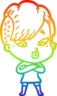 gökkuşağı gradyanı çizimi bir çizgi film kızı şaşırttı bir insan tarafından çizildi