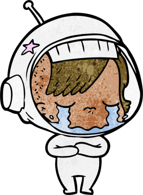 Bir insan tarafından çizilmiş ağlayan astronot kız.