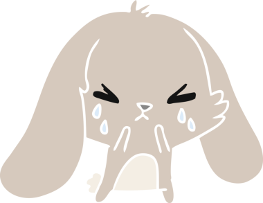 Bir insan tarafından çizilmiş sevimli kawaii üzgün tavşanın serbest çizimi.