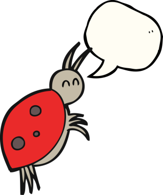 Bir insan tarafından çizilmiş serbest konuşma balonu karikatürü uğurböceği