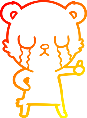 Bir insan tarafından çizilen ağlayan kutup ayısı karikatürünün sıcak çizgi çizimi