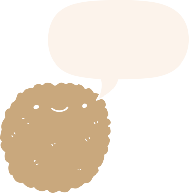 bir insan tarafından çizilmiş eski usul konuşma baloncuklu çizgi film bisküvisi