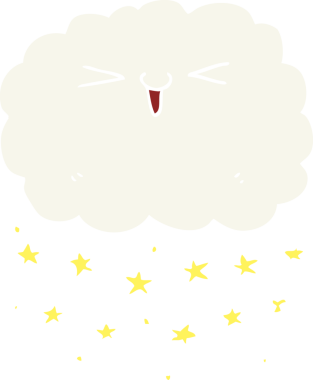 Bir insan tarafından çizilmiş mutlu düz renkli çizgi film bulutu