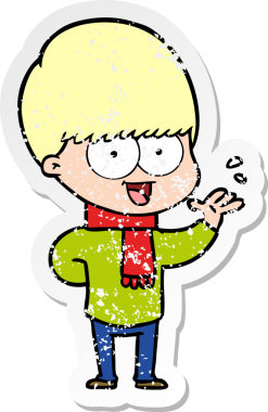 Bir insan tarafından çizilen mutlu çizgi film çocuğunun sıkıntılı çıkartması.