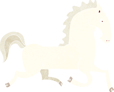 Bir insan tarafından çizilmiş beyaz aygır çizgi filmi.