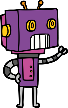 Bir insan tarafından çizilmiş çizgi film robotu