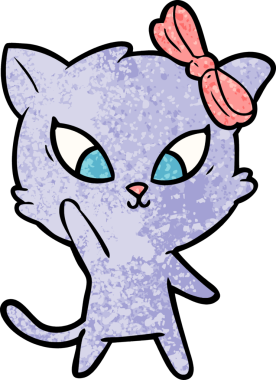 Bir insan tarafından çizilmiş çizgi film kedisi.