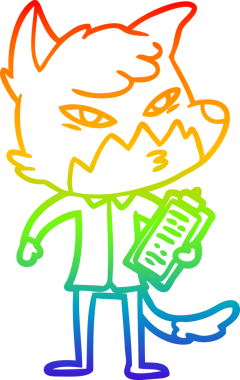 gökkuşağı gradyanı çizimi bir insan tarafından çizilmiş akıllı bir tilki çizgi filmi