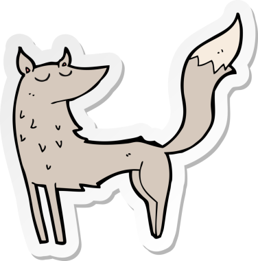 Bir insan tarafından çizilmiş bir kurt çizgi filminin çıkartması.