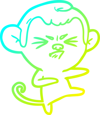 Bir insan tarafından çizilmiş kızgın bir maymunun soğuk çizgi çizimi.