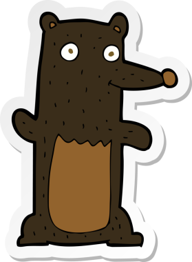 Bir insan tarafından çizilmiş karikatür kara ayısının çıkartması.