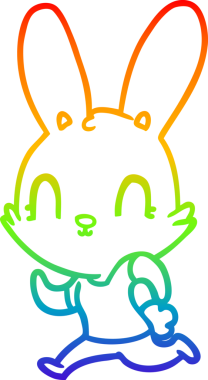 Gökkuşağı gradyan çizgisi bir insan tarafından çizilmiş şirin bir tavşan çizimi