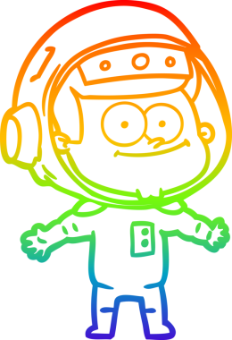 gökkuşağı gradyan çizimi mutlu bir astronot çizgi filmi bir insan tarafından çizildi