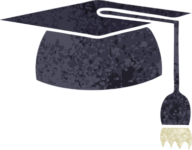 Bir insanın çizdiği mezuniyet şapkasının retro çizim tarzı karikatürü.