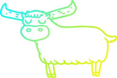 Bir insan tarafından çizilmiş bir çizgi film boğasının soğuk eğik çizgisi.