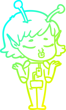 Bir insan tarafından çizilmiş bir uzaylı kız çizgi filmi.