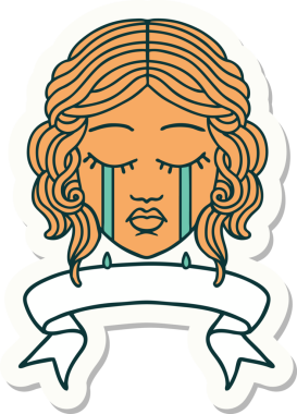 Bir insan tarafından çizilmiş kadın yüzü dövmesi çıkartması.