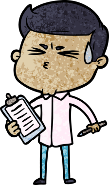 Bir insan tarafından çizilmiş terleyen çizgi film adamı.