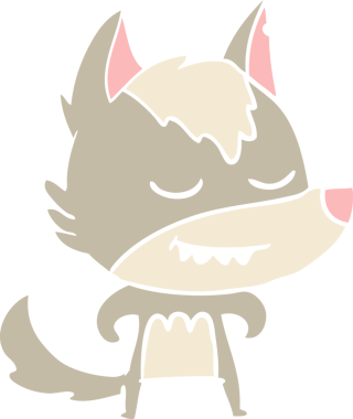 Bir insan tarafından çizilmiş düz renkli çizgi film kurdu.