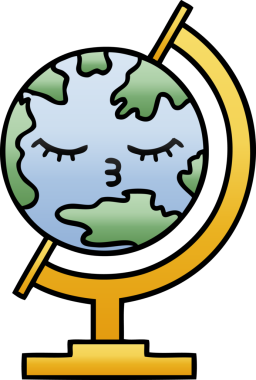 Bir insan tarafından çizilmiş dünyanın gölgeli bir karikatürü.