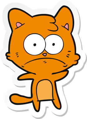 Bir insan tarafından çizilmiş karikatür asabi kedinin çıkartması.