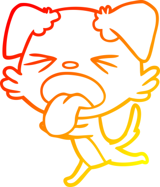 Bir insan tarafından çizilmiş çizgi film köpeğinin sıcak çizgi çizimi