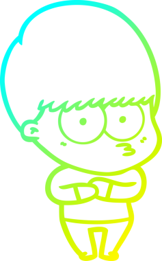 Bir insan tarafından çizilmiş gergin bir çizgi film çocuğu çizimi.