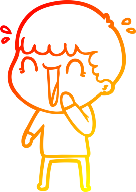 Bir insan tarafından çizilmiş gülen bir çizgi film karakterinin sıcak çizgi çizimi.