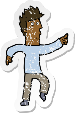 Bir insan tarafından çizilmiş endişeli bir çizgi filmin gerilimli çıkartması.