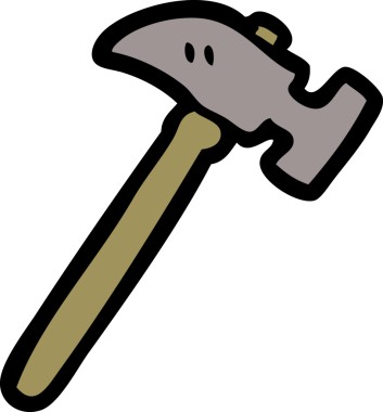 Bir insan tarafından çizilmiş karton çekiç.