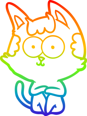 gökkuşağı gradyan çizimi mutlu çizgi film kedisi bir insan tarafından çizildi