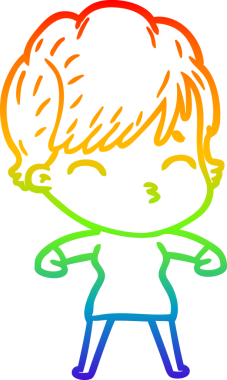 Gökkuşağı gradyan çizgi çizimi Bir insan tarafından çizilmiş bir çizgi kadın