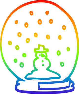 Bir insan tarafından çizilmiş bir kar küresinin gökkuşağı gradyanı çizimi