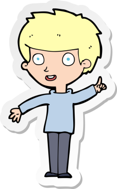 Bir insan tarafından çizilmiş bir fikri olan çizgi film çocuğunun çıkartması.