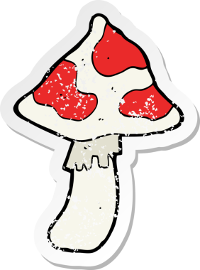 Bir insan tarafından çizilmiş bir mantar desenli karikatür yapıştırması.