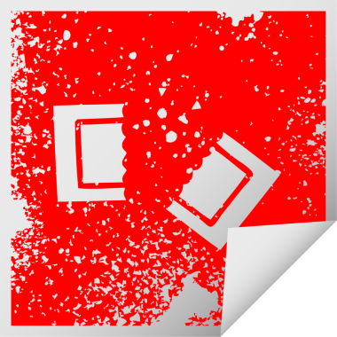 Bir insan tarafından çizilmiş sinema biletinin sıkıntılı kare soyma etiketi.