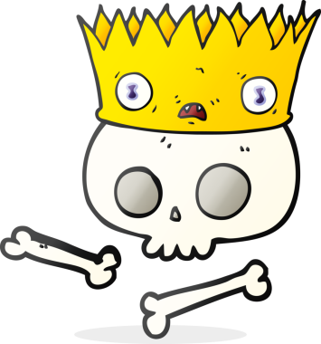 Bir insan tarafından çizilmiş eski kafatası üzerinde serbest çizim sihirli taç