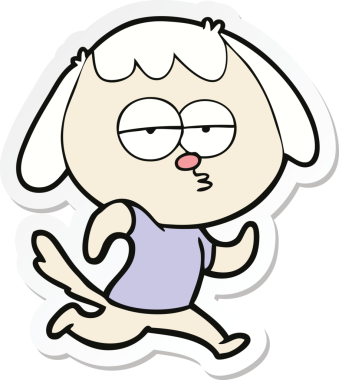 Bir insan tarafından çizilmiş sıkılan bir köpeğin çıkartması.