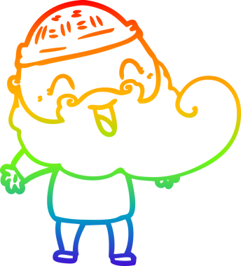 Gökkuşağı gradyan çizgisi bir insan tarafından çizilmiş mutlu sakallı bir adamın çizimi