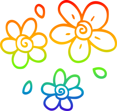 gökkuşağı gradyanı çizimi bir insan tarafından çizilmiş karikatür çiçekleri