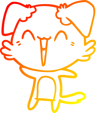 Bir insan tarafından çizilmiş mutlu, küçük bir köpek çizgi filmi.