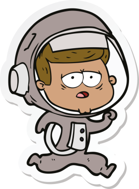 Bir insan tarafından çizilmiş yorgun bir astronotun çıkartması.