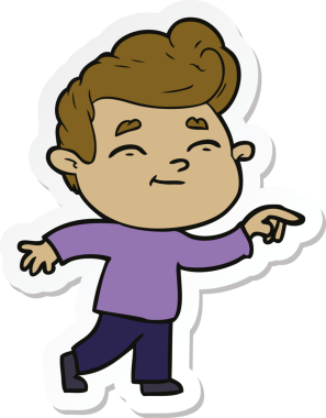 Bir insan tarafından çizilmiş mutlu bir çizgi film karakterinin çıkartması.